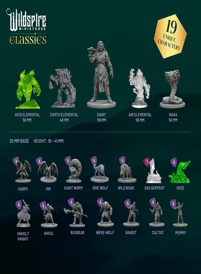 Wildspire Classic Encounters - Expansion Set I - 60 Iconic DND Miniatures Bulk Monsters, Unpainted Tabletop RPG DND Minis, D&D Miniatures, Fantasy Figurines, Dungeons & Dragons Minis, 28mm, Assembled Unprimed - Image 3